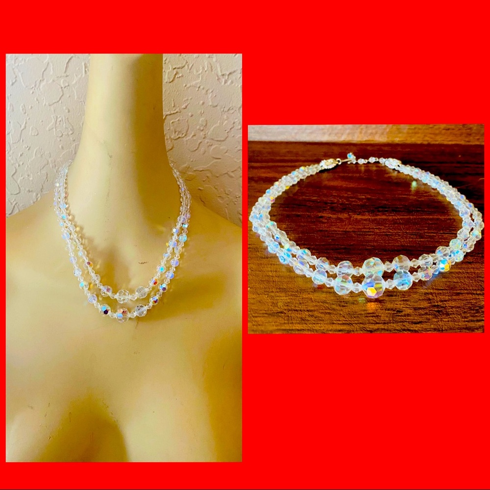 Vintage Lady Ellen AuroraBorealis Crystal Necklace